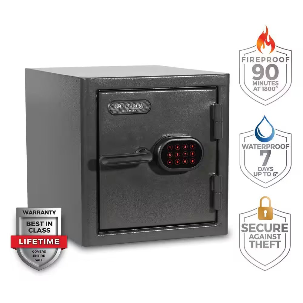 Diamond 1.32 Cu. Ft. Fireproof/Waterproof Home & Office Safe with Electronic Lock, Dark Gray Hammertone Finish