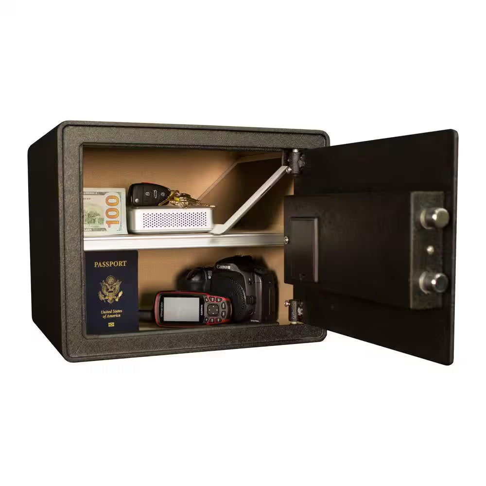 1.21 Cu. Ft. All Steel Security Safe with Biometric Lock, Textured Black