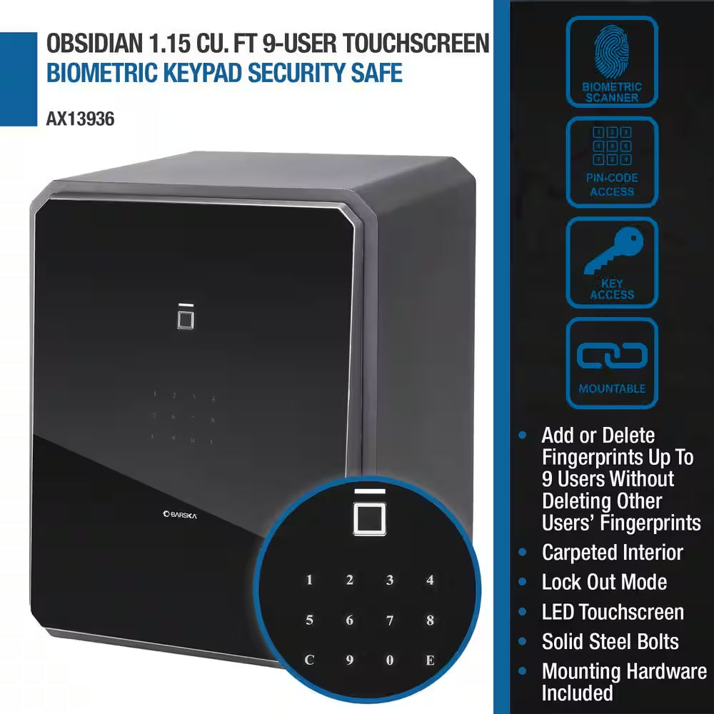 1.5 Cu. Ft. Touchscreen Biometric Keypad Security Safe