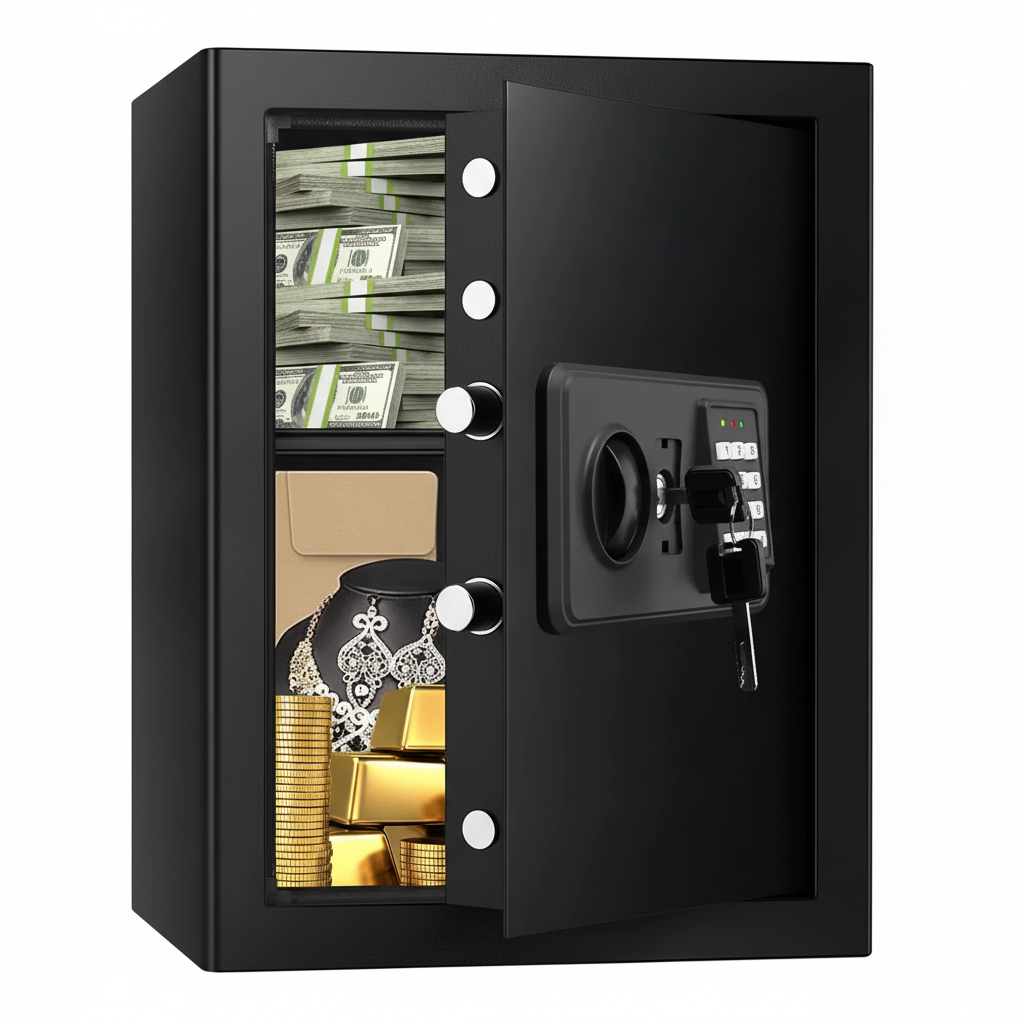 3.0 Cub Large Home Safes Fireproof Wterproof, Anti-Theft Fireproof Safe with Programmable Keypad, Spare Keys and Alarm Systerm,