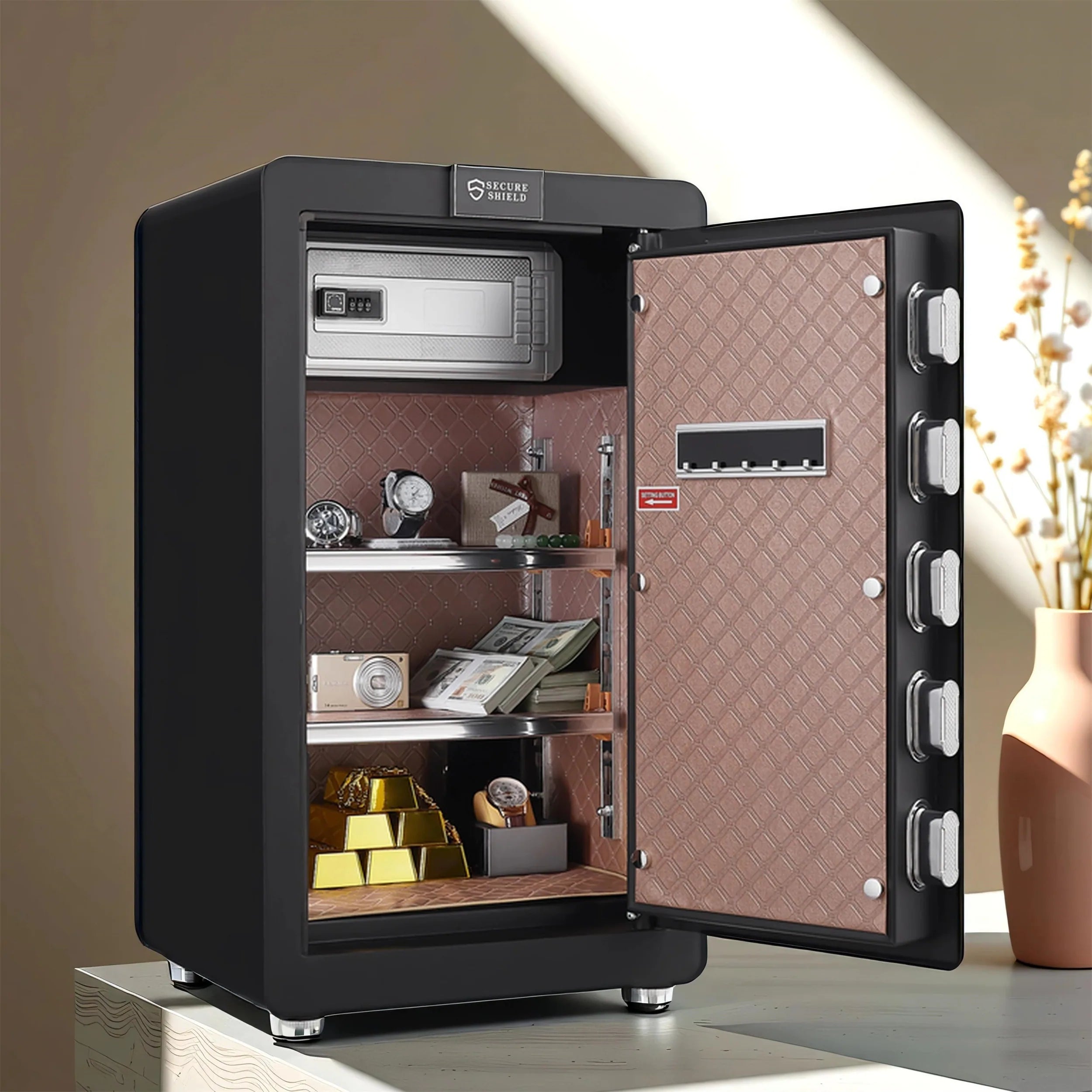 Large Digital Home Safe with Programmable Keypad and LED Light