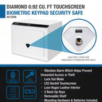 0.92 Cu. Ft. Touchscreen Biometric Keypad Security Safe