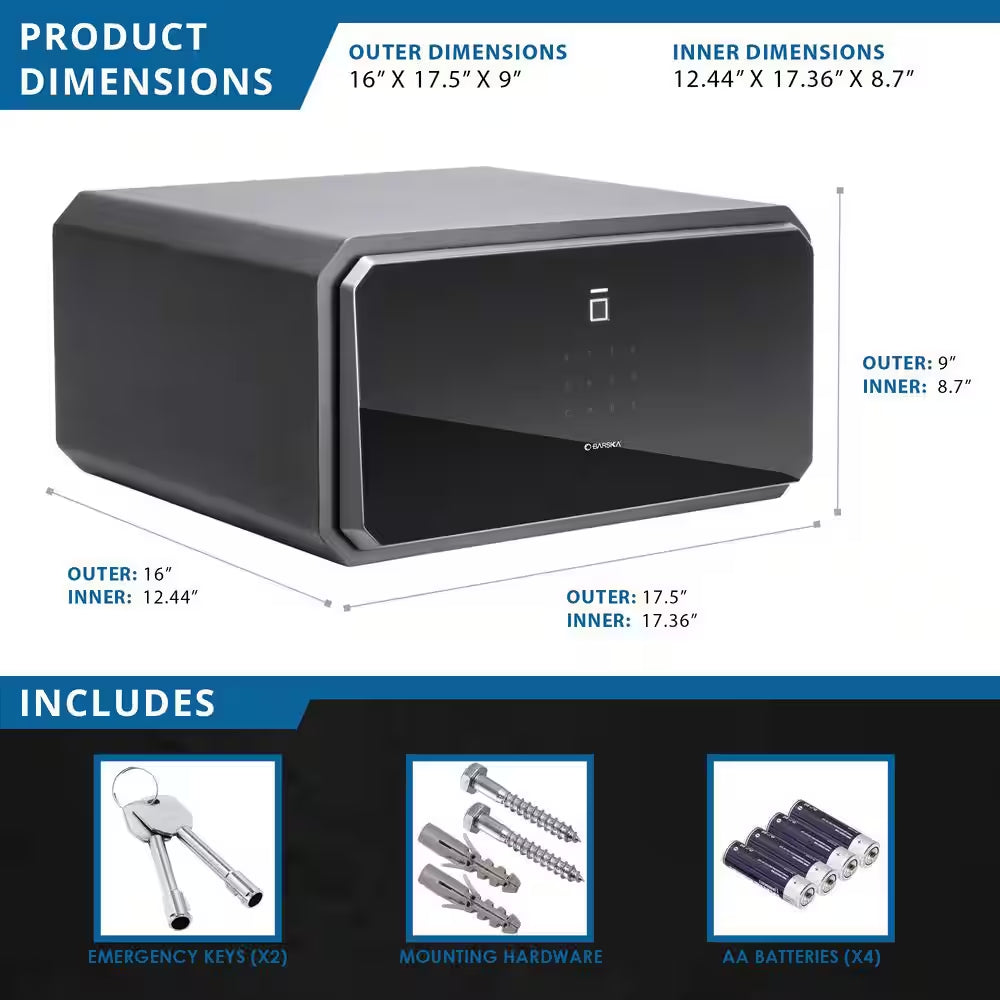 1.09 Cu. Ft. Touchscreen Biometric Keypad Security Safe