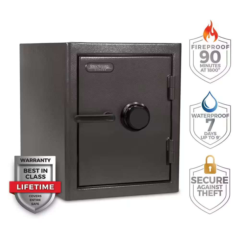 Diamond 2.2 Cu. Ft. Fireproof/Waterproof Home and Office Safe with Combination Lock, Dark Gray Hammertone Finish