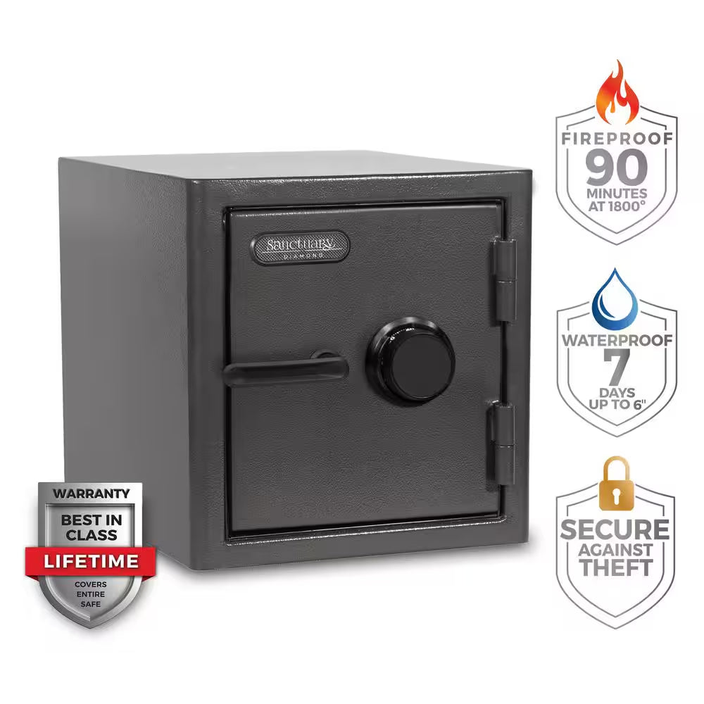 Diamond 1.32 Cu. Ft. Fireproof/Waterproof Home & Office Safe with Combination Lock, Dark Gray Hammertone Finish