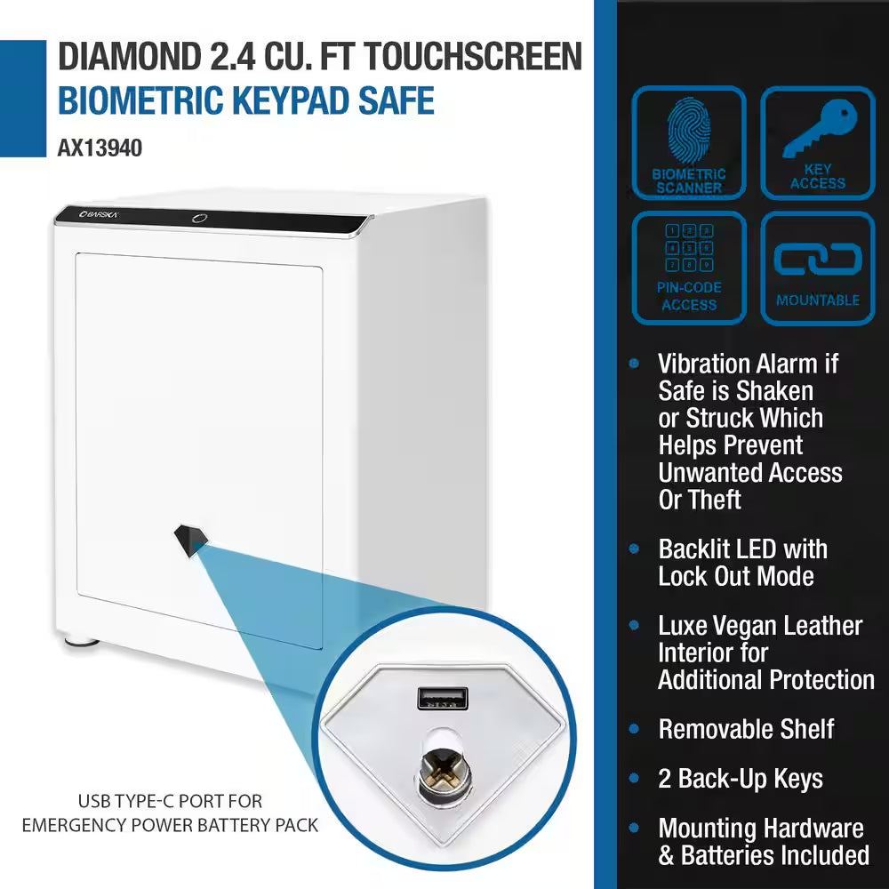 2.4 Cu. Ft. Touchscreen Biometric Keypad Security Safe