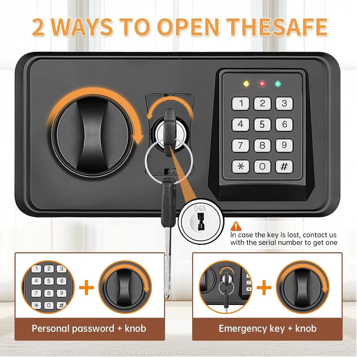 3.0 Cub Large Home Safes Fireproof Wterproof, Anti-Theft Fireproof Safe with Programmable Keypad, Spare Keys and Alarm Systerm,