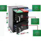 T 868 Two Door Multi-User Depository Drop Safe with Electronic Locks & Segregated Drop Slots, 2.88 CBF